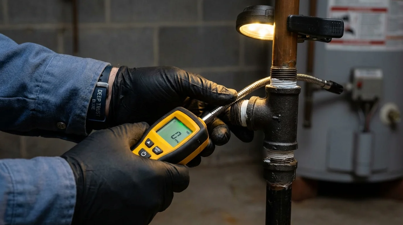Gas leak detection with electronic sniffer by Johns Plumbing LLC in Independence