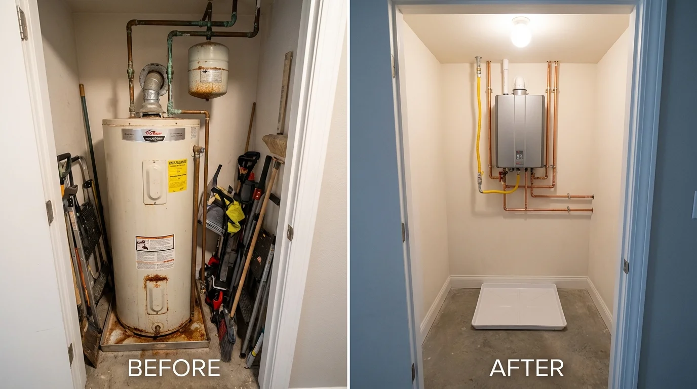 Tank water heater versus wall-mounted tankless unit comparison for Independence, LA homeowners